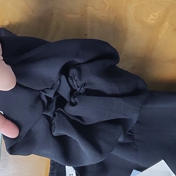 💚HP💚NWT J. ING Lightweight Black Puff Sleeve Mini Dress with Side Zip - Picture 3 of 11